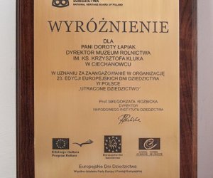 Wyróżnienie dla Muzeum Rolnictwa im. ks. Krzysztofa Kluka w Ciechanowcu