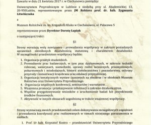 Podpisanie porozumienia o współpracy między Uniwersytetem Przyrodniczym w Lublinie a Muzeum Rolnictwa w Ciechanowcu