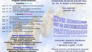 Program XXVIII Konkursu Gry na Instrumentach Pasterskich im. Kazimierza Uszyńskiego