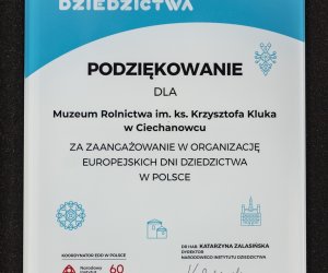 Muzeum Rolnictwa otrzymało wyróżnienie za zaangażowanie w organizację Europejskich Dni Dziedzictwa